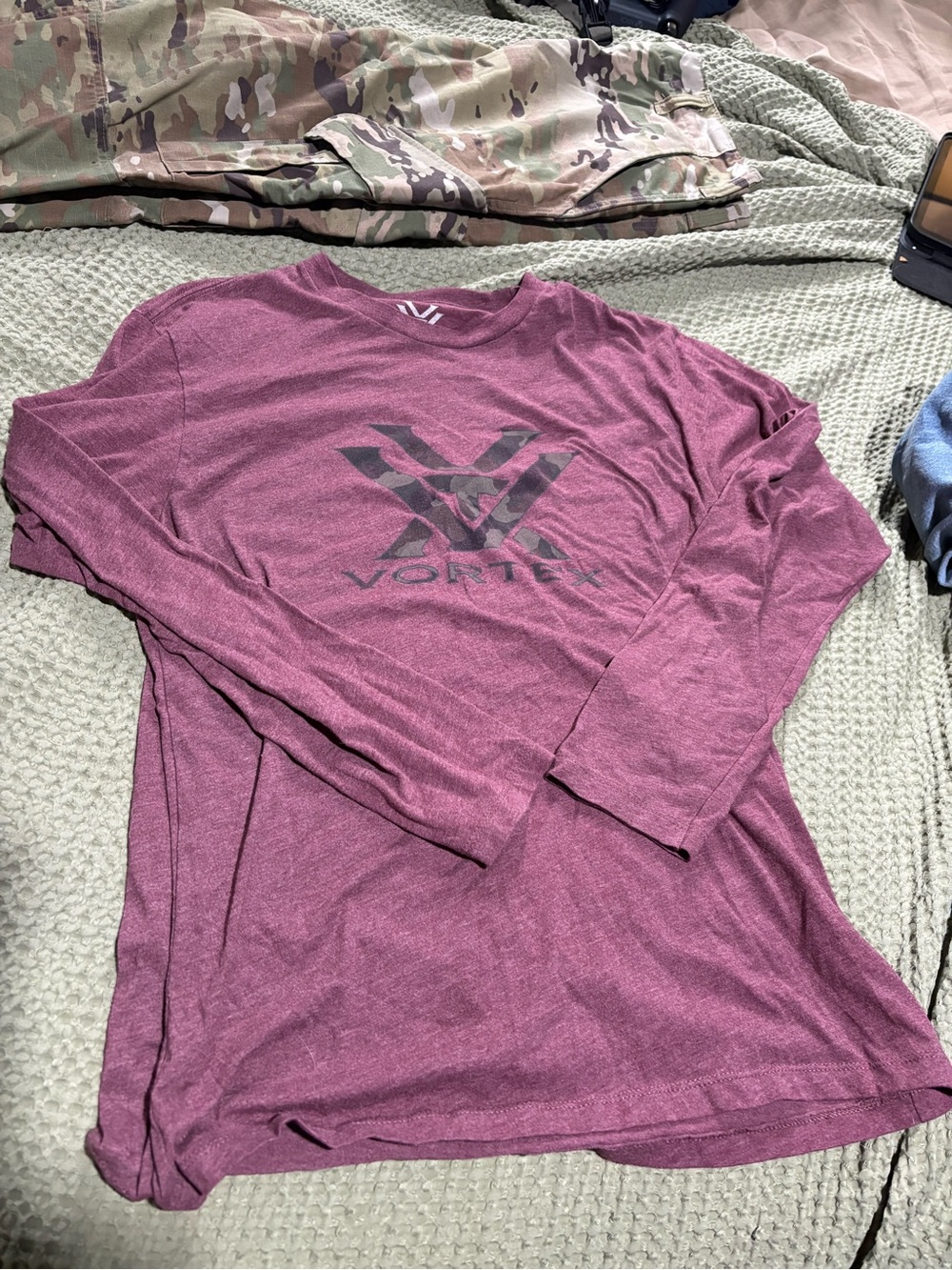 Men's/Womens Long Sleeve Performance Tee — Burgundy